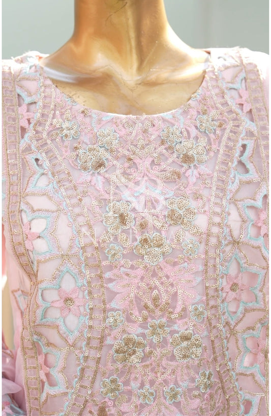 NB-156 Festive Formal Embroidered Organza Stitched 3 Piece Suit