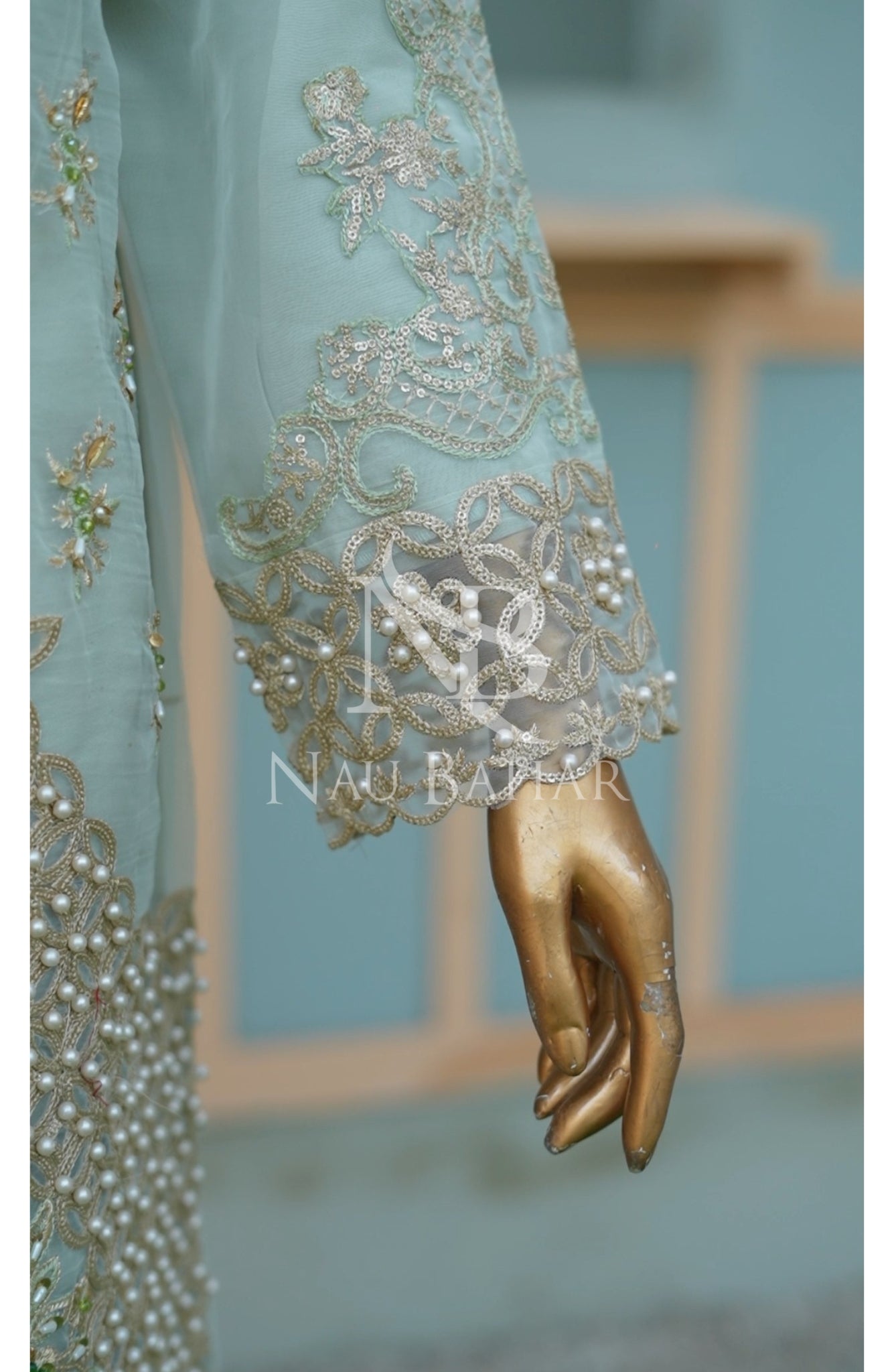 NB-154 Festive Formal Embroidered Organza Stitched 3 Piece Suit