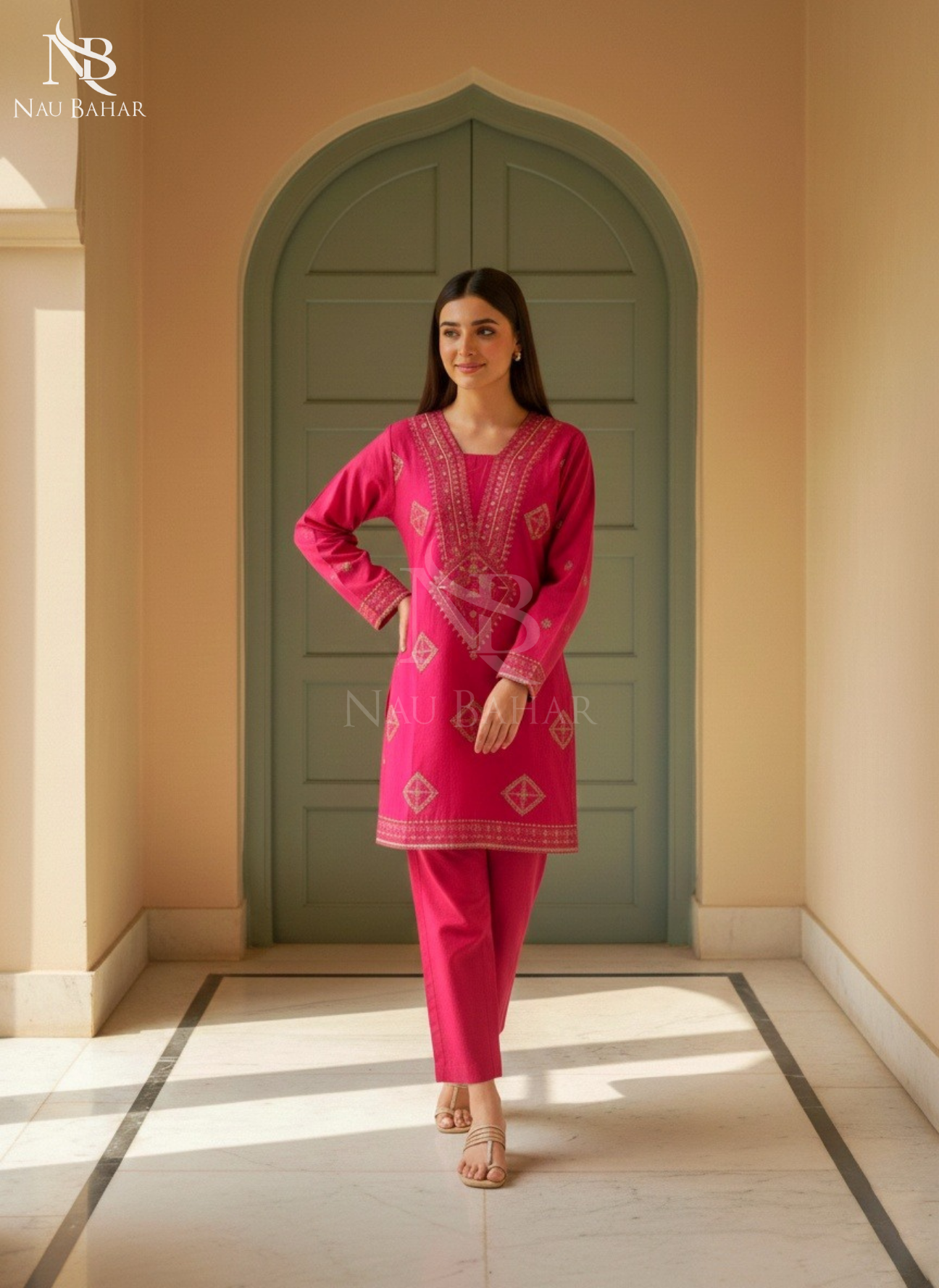 MG07 Embroidered Lawn 2 Piece Co-Ords Set