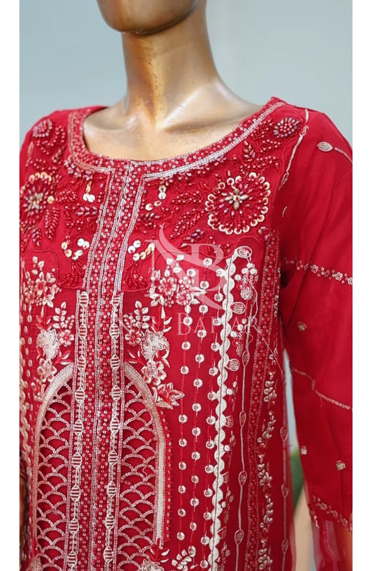NB-141 Festive Formal Embroidered Organza Stitched 3 Piece Suit