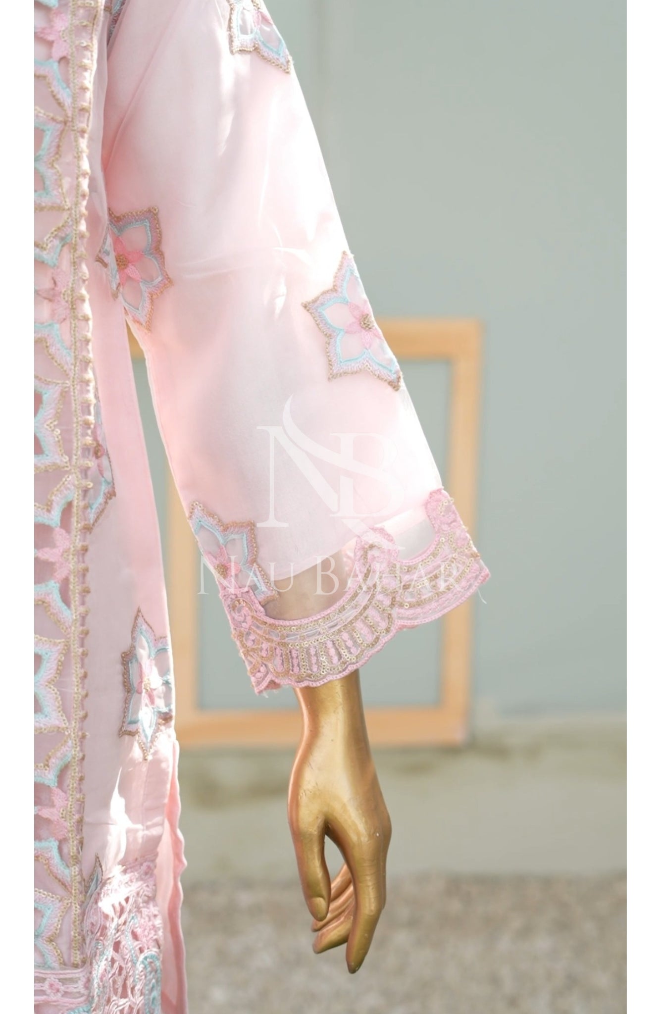 NB-156 Festive Formal Embroidered Organza Stitched 3 Piece Suit