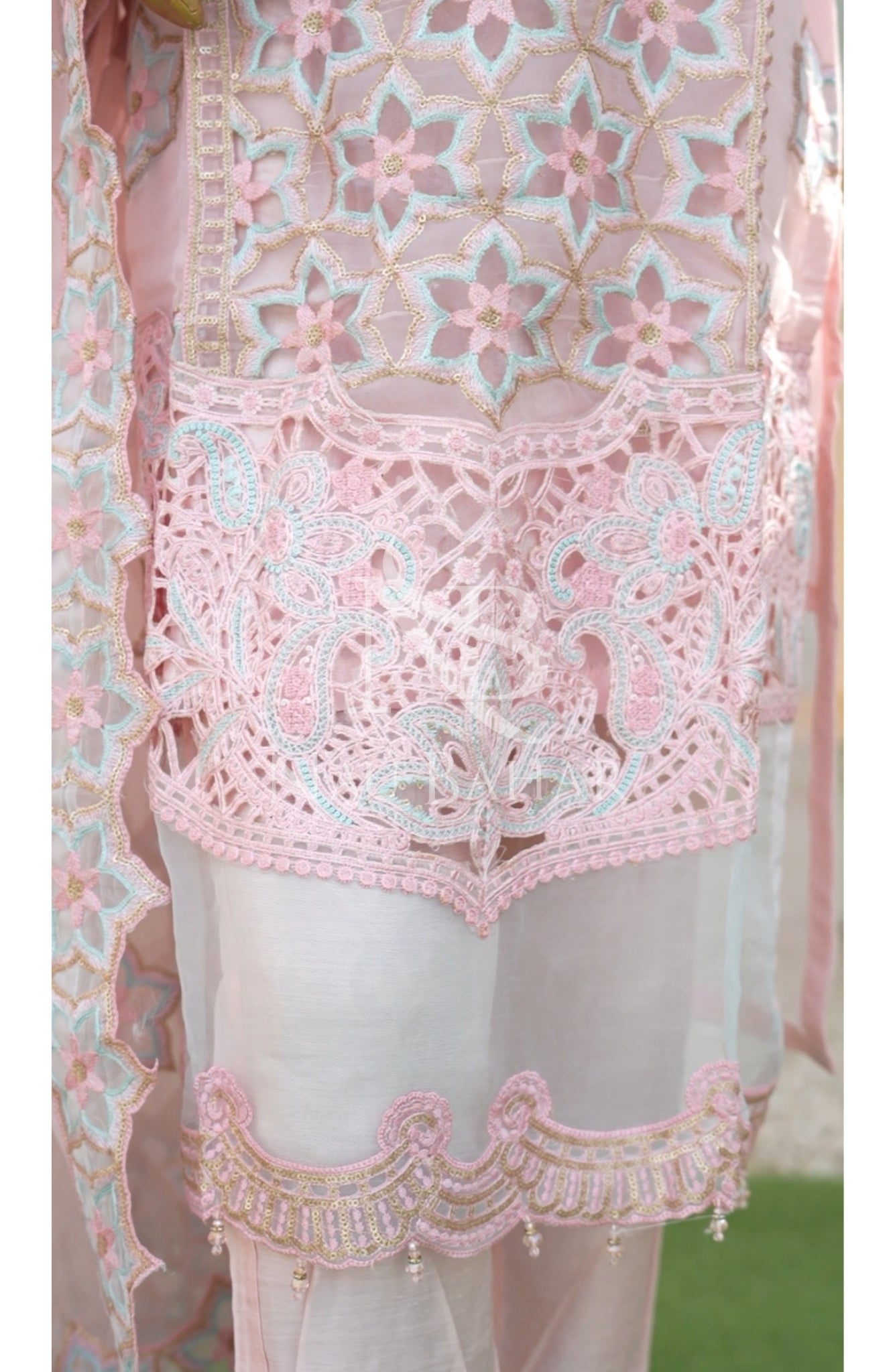 NB-156 Festive Formal Embroidered Organza Stitched 3 Piece Suit