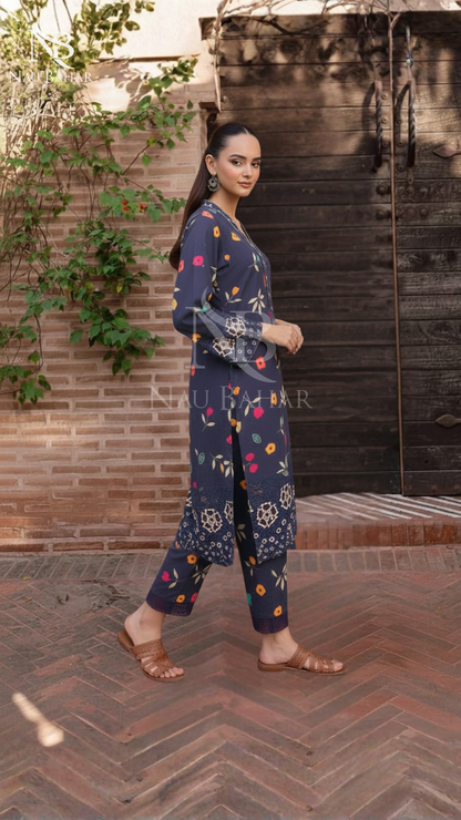 Vol-2 Khaddar Co Ords by Naubahar Embroidered Printed Khaddar 2 Piece - Winter Collection