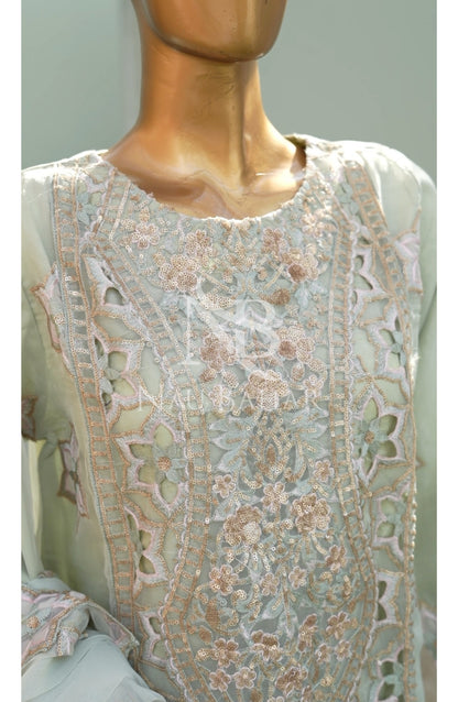 NB-156 Festive Formal Embroidered Organza Stitched 3 Piece Suit