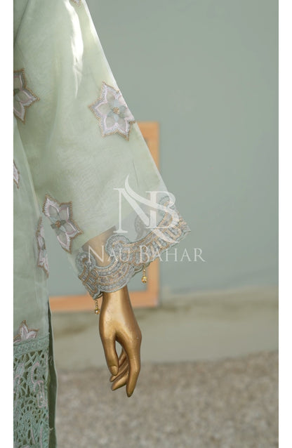 NB-156 Festive Formal Embroidered Organza Stitched 3 Piece Suit