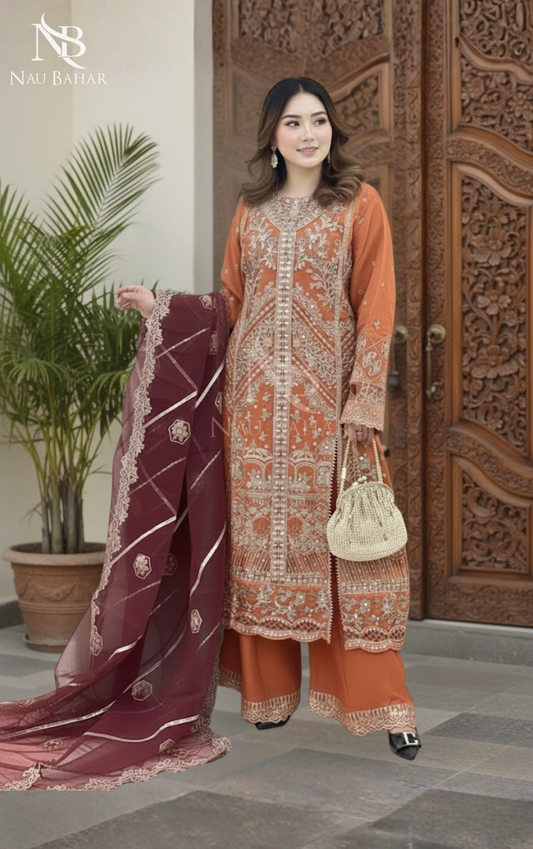 NB-15 Festive Formal Vol 2 Embroidered Organza Stitched 3 Piece Suit