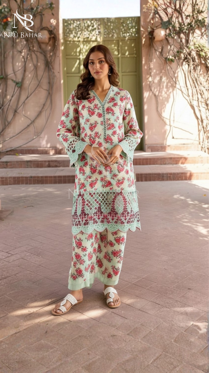 Vol-2 Khaddar Co Ords by Naubahar Embroidered Printed Khaddar 2 Piece - Winter Collection