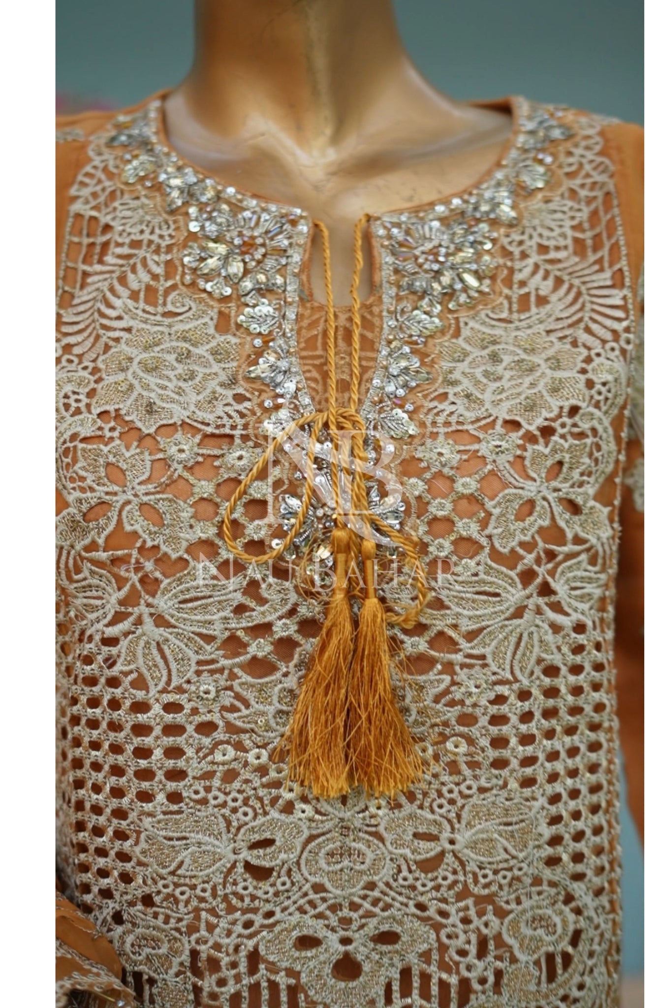 NB-151 Festive Formal Embroidered Organza Stitched 3 Piece Suit