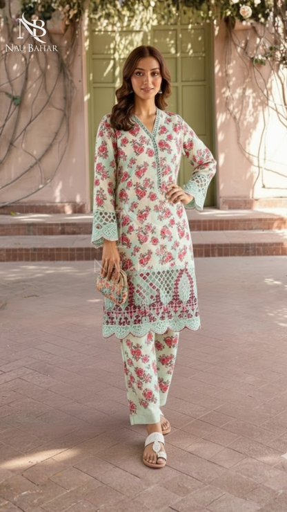Vol-2 Khaddar Co Ords by Naubahar Embroidered Printed Khaddar 2 Piece - Winter Collection