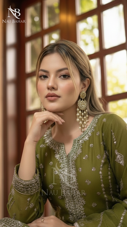 NB-01 Festive Formal Vol 2 Embroidered Organza Stitched 3 Piece Suit