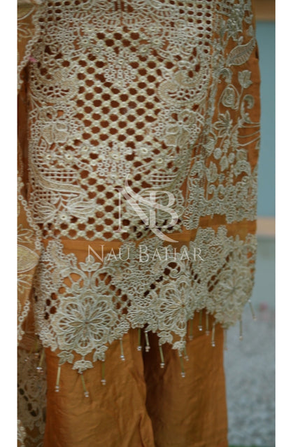 NB-151 Festive Formal Embroidered Organza Stitched 3 Piece Suit