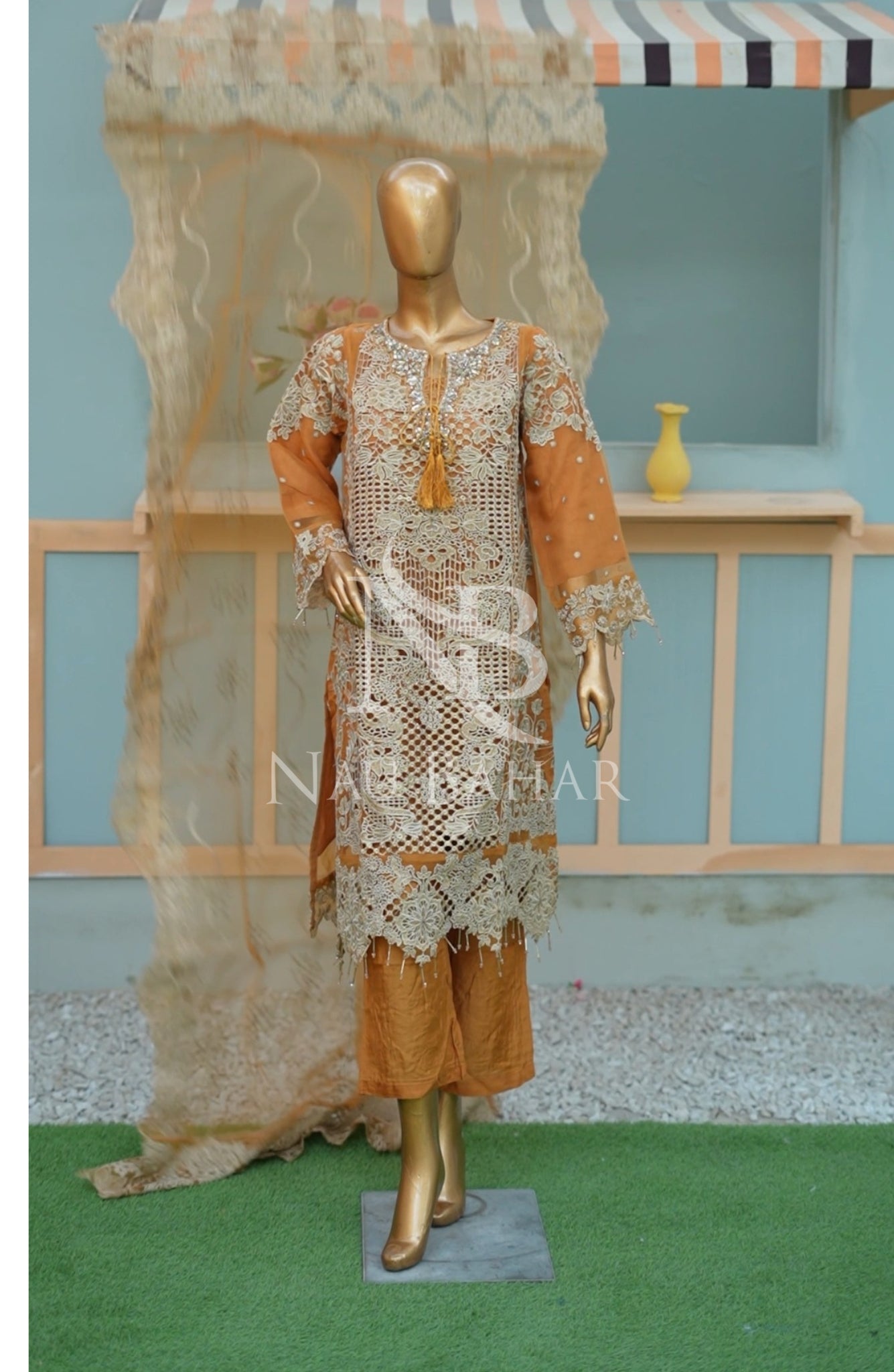 NB-151 Festive Formal Embroidered Organza Stitched 3 Piece Suit