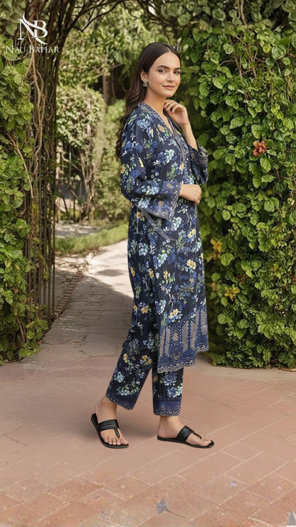 Vol-2 Khaddar Co Ords by Naubahar Embroidered Printed Khaddar 2 Piece - Winter Collection