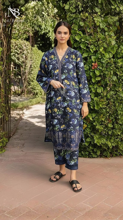 Vol-2 Khaddar Co Ords by Naubahar Embroidered Printed Khaddar 2 Piece - Winter Collection