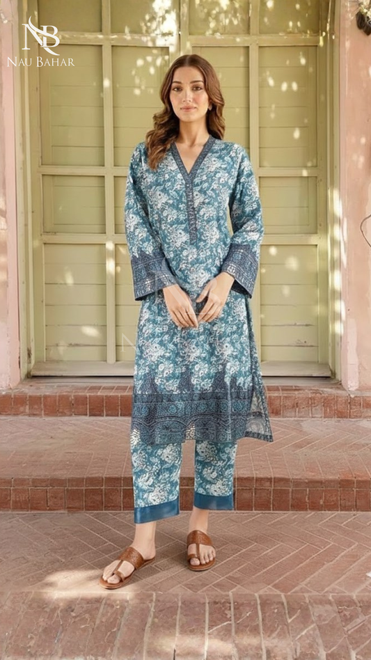 Vol-2 Khaddar Co Ords by Naubahar Embroidered Printed Khaddar 2 Piece - Winter Collection (Copy)