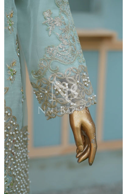 NB-154 Festive Formal Embroidered Organza Stitched 3 Piece Suit
