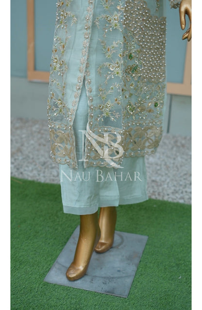 NB-154 Festive Formal Embroidered Organza Stitched 3 Piece Suit