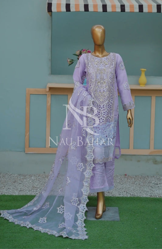 NB-156L Festive Formal Embroidered Organza Stitched 3 Piece Suit