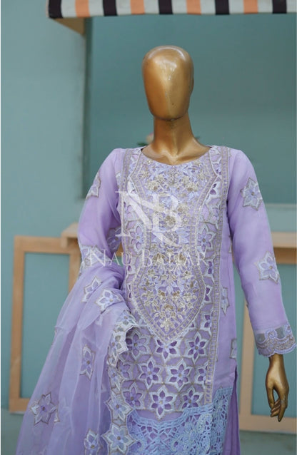 NB-156L Festive Formal Embroidered Organza Stitched 3 Piece Suit