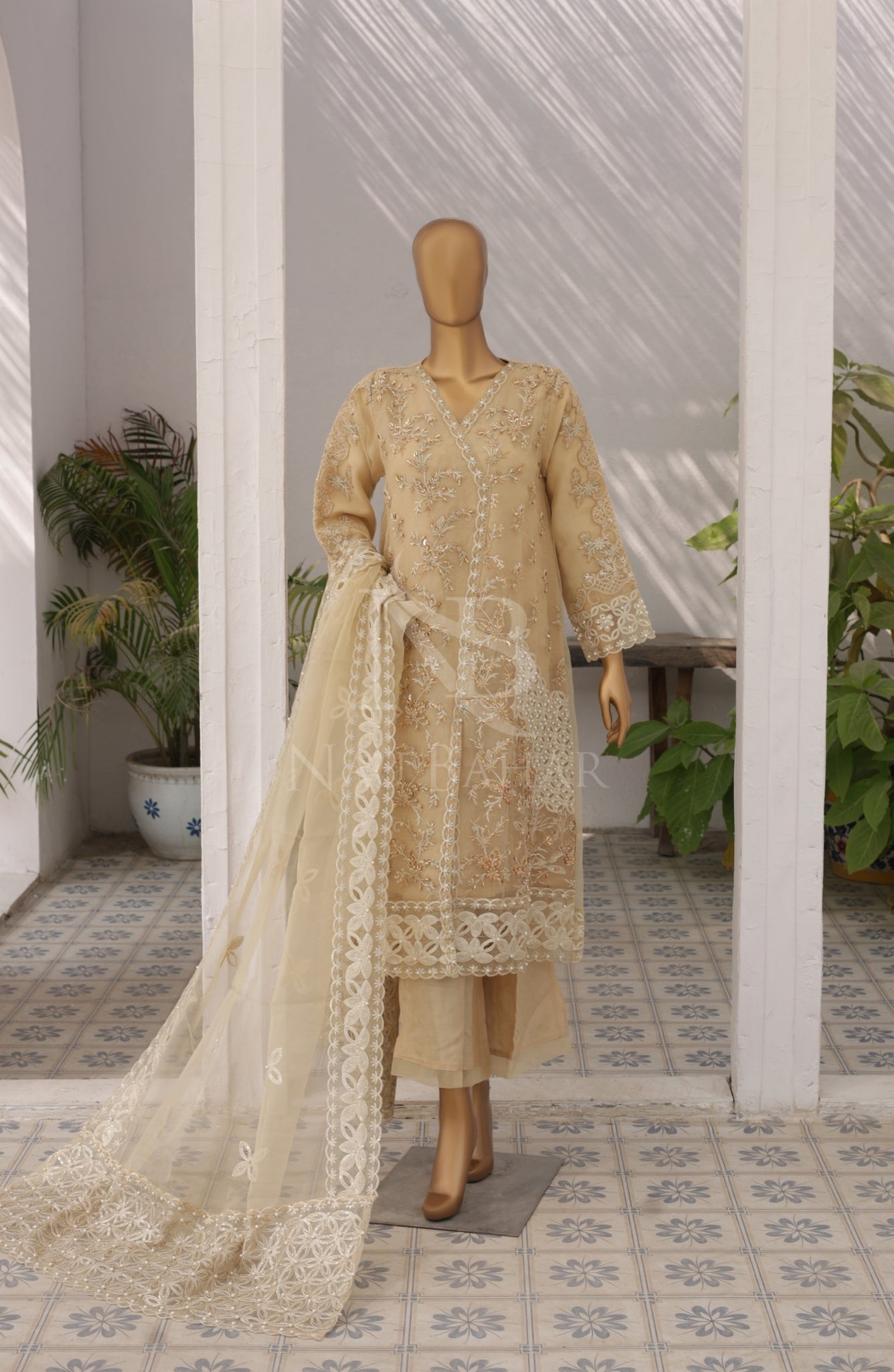 NB-154 Festive Formal Vol 4 Embroidered Organza Stitched 3 Piece Suit