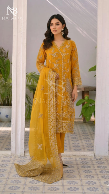 NB-154 Festive Formal Vol 3 Embroidered Organza Stitched 3 Piece Suit