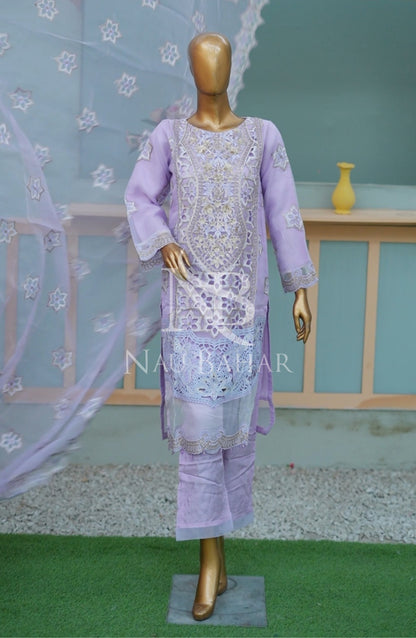 NB-156L Festive Formal Embroidered Organza Stitched 3 Piece Suit