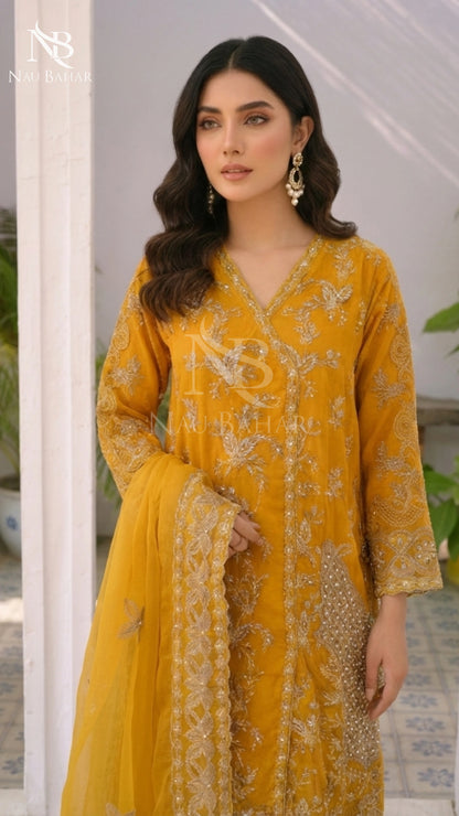 NB-154 Festive Formal Vol 3 Embroidered Organza Stitched 3 Piece Suit