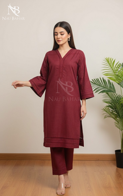 Zari by Naubahar Stiched Khaddar Solid 2 Piece - Winter Collection