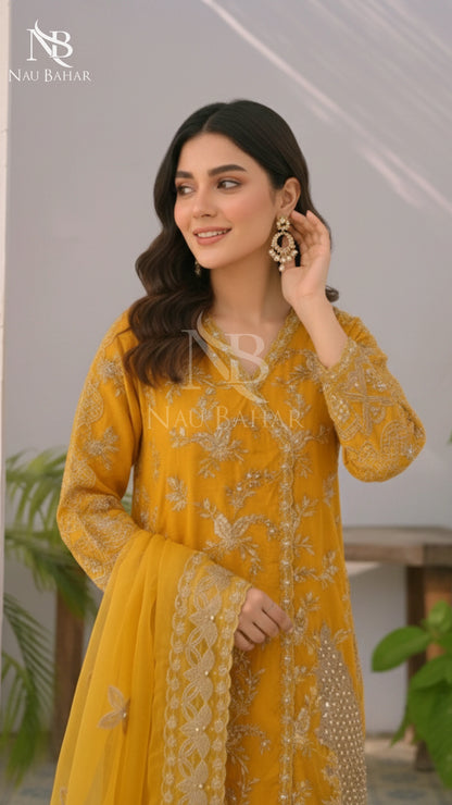 NB-154 Festive Formal Vol 3 Embroidered Organza Stitched 3 Piece Suit