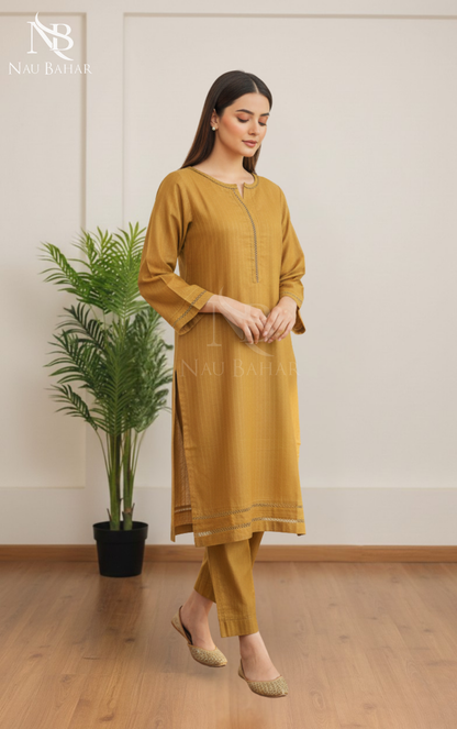 Zari by Naubahar Stiched Khaddar Solid 2 Piece - Winter Collection