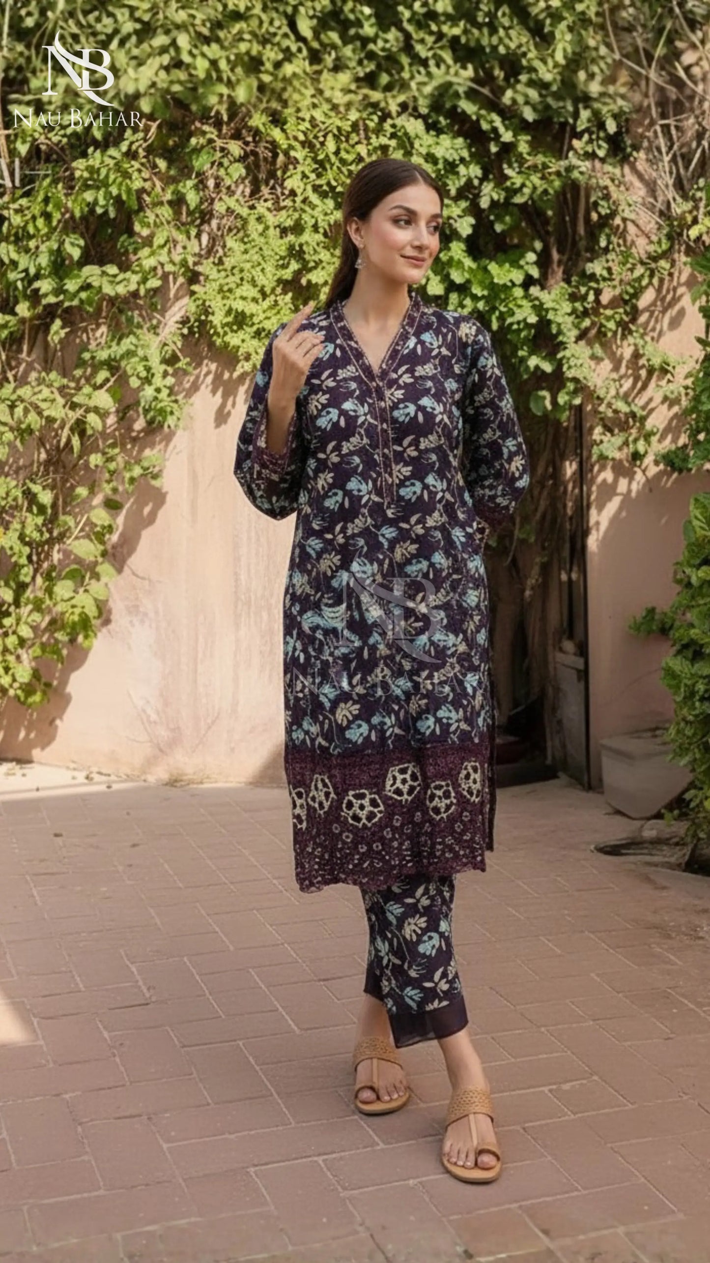 Vol-2 Khaddar Co Ords by Naubahar Embroidered Printed Khaddar 2 Piece - Winter Collection