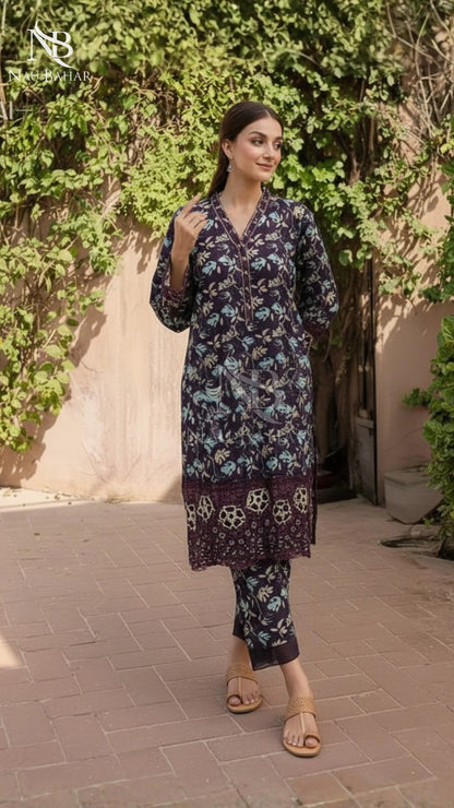 Vol-2 Khaddar Co Ords by Naubahar Embroidered Printed Khaddar 2 Piece - Winter Collection