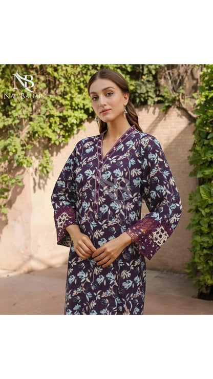 Vol-2 Khaddar Co Ords by Naubahar Embroidered Printed Khaddar 2 Piece - Winter Collection