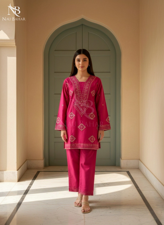 MG07 Embroidered Lawn 2 Piece Co-Ords Set