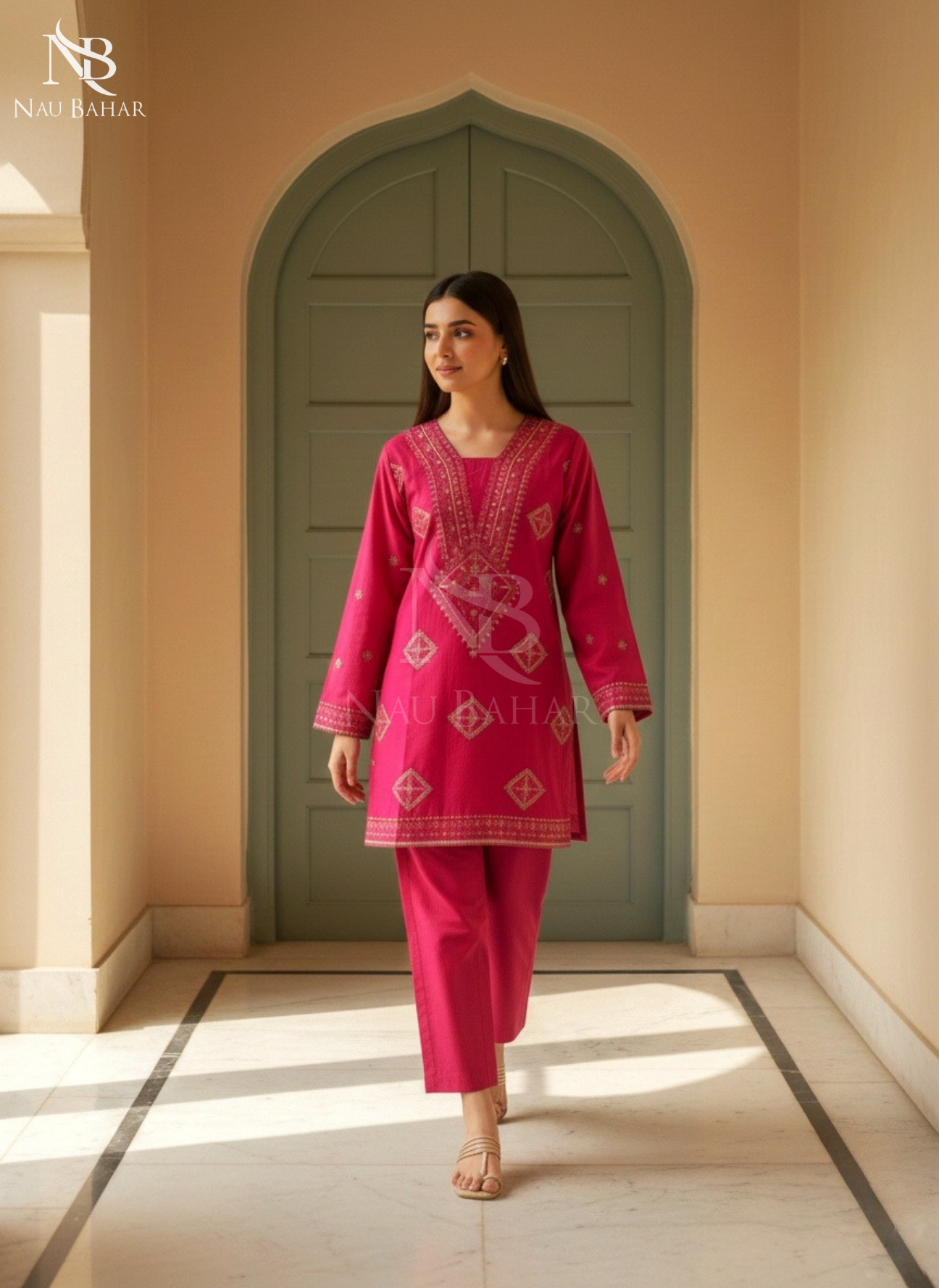 MG07 Embroidered Lawn 2 Piece Co-Ords Set