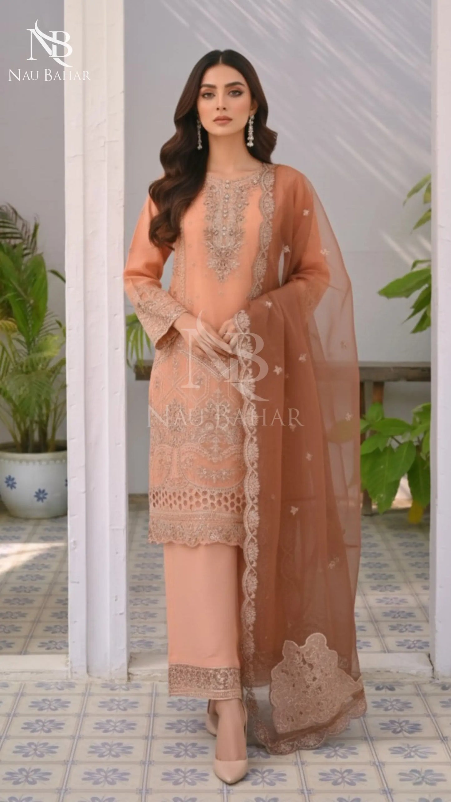 NB-10 Festive Formal Vol 3 Embroidered Organza Stitched 3 Piece Suit
