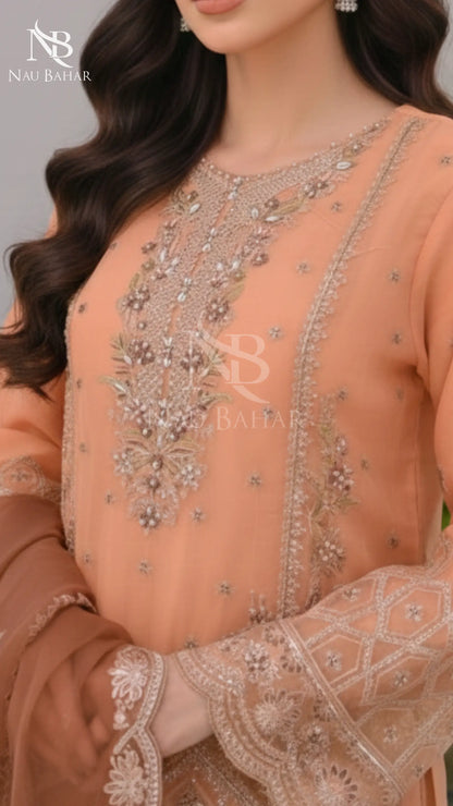 NB-10 Festive Formal Vol 3 Embroidered Organza Stitched 3 Piece Suit