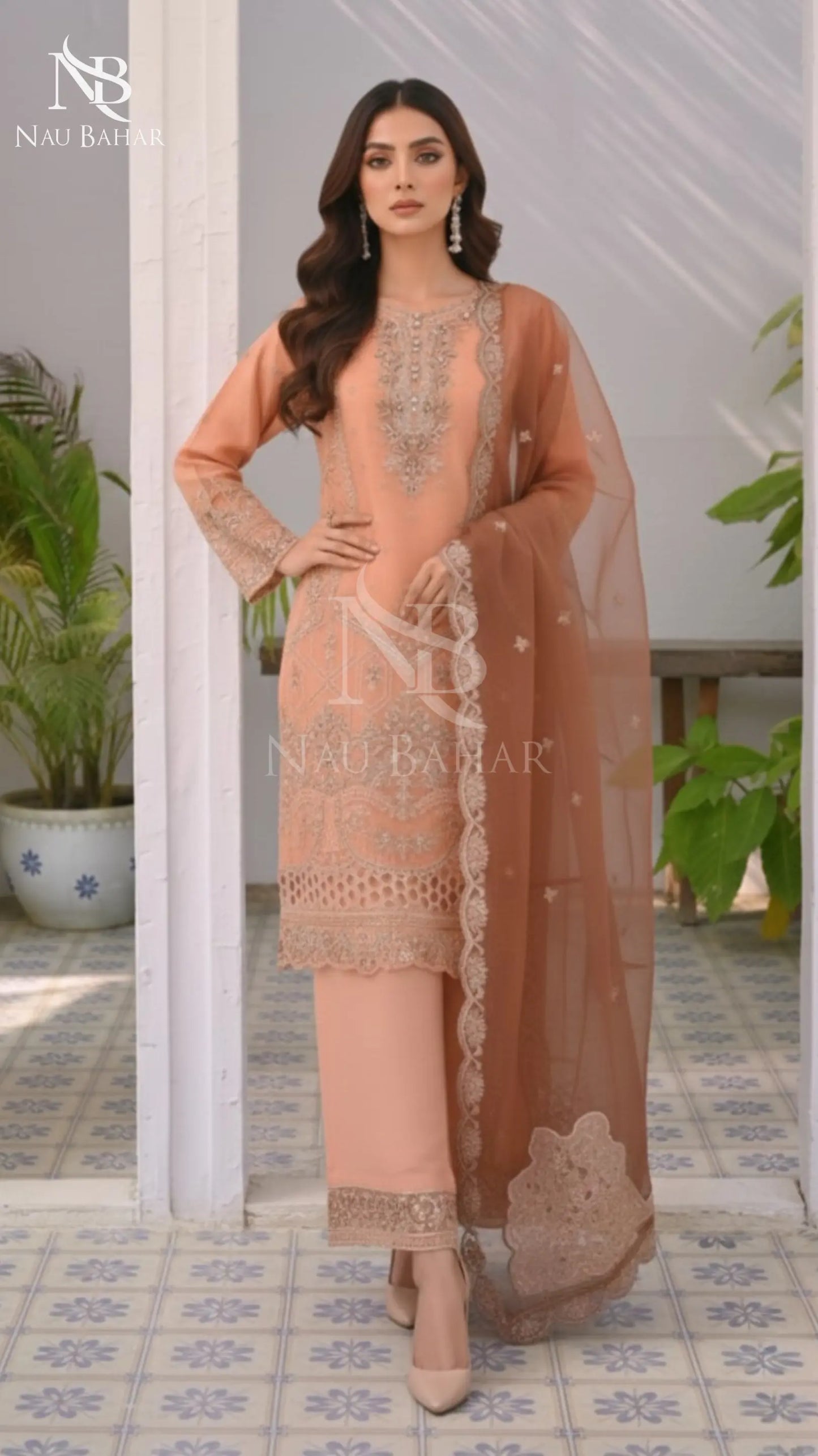 NB-10 Festive Formal Vol 3 Embroidered Organza Stitched 3 Piece Suit