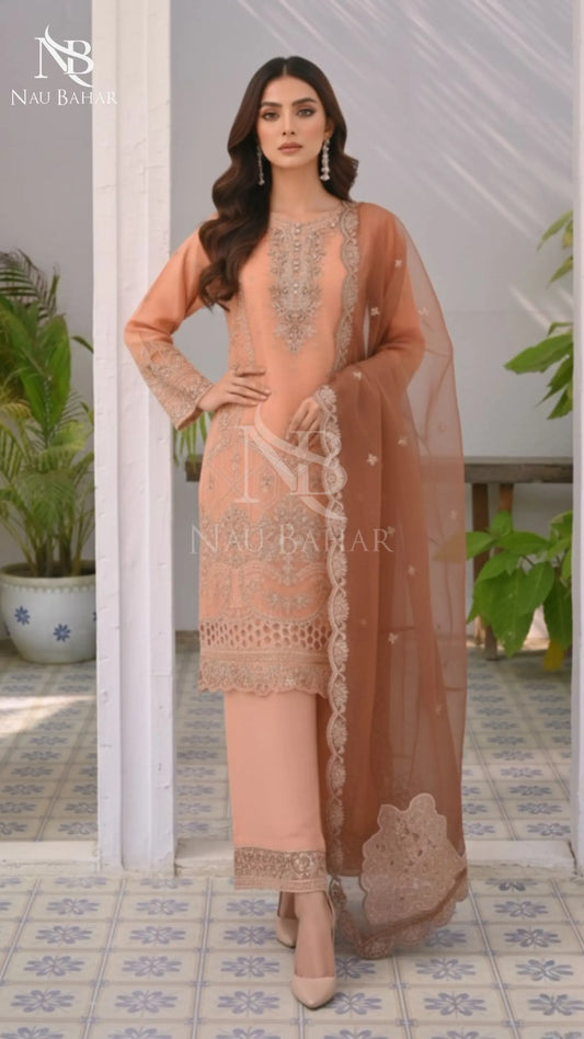 NB-10 Festive Formal Vol 3 Embroidered Organza Stitched 3 Piece Suit