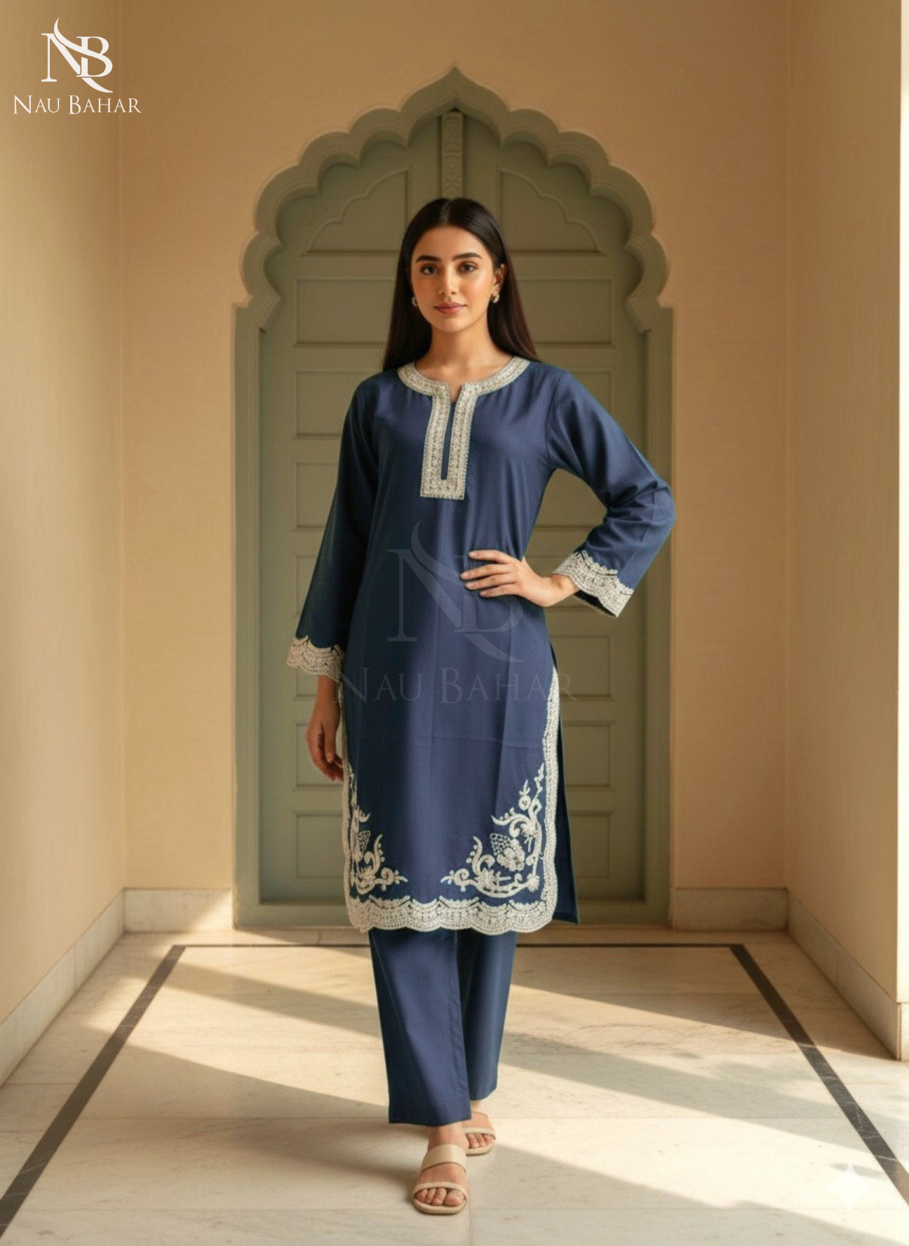 ZB04 Embroidered Lawn 2 Piece Co-Ords Set