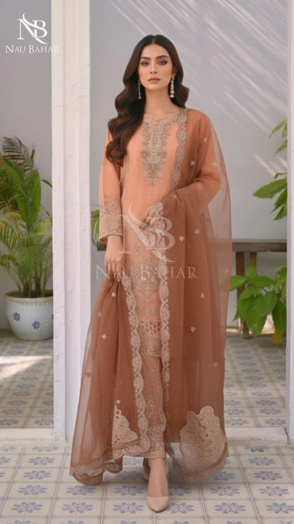 NB-10 Festive Formal Vol 3 Embroidered Organza Stitched 3 Piece Suit