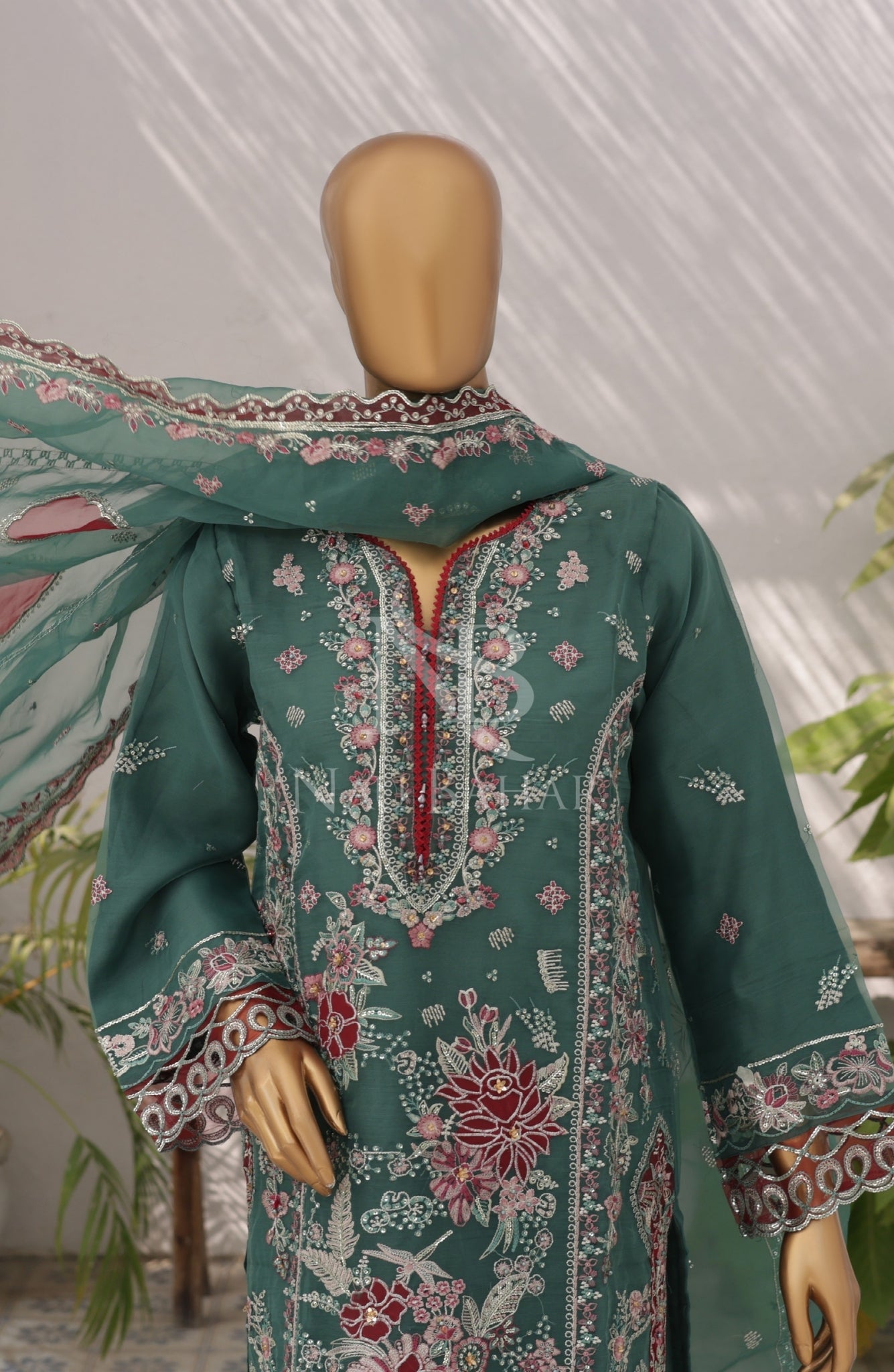 NB-19 Festive Formal Vol 3 Embroidered Organza Stitched 3 Piece Suit