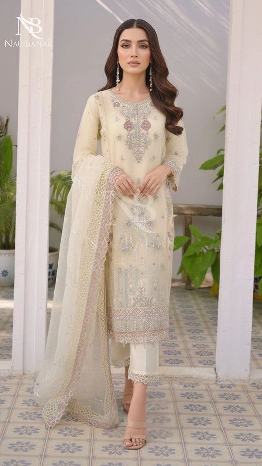 NB-16 Festive Formal Vol 3 Embroidered Organza Stitched 3 Piece Suit