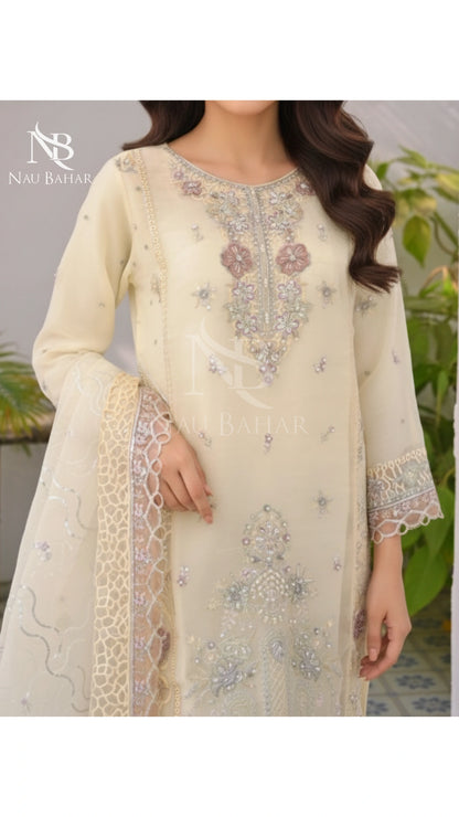 NB-16 Festive Formal Vol 3 Embroidered Organza Stitched 3 Piece Suit