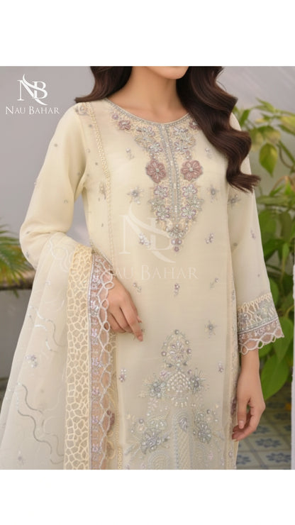NB-16 Festive Formal Vol 3 Embroidered Organza Stitched 3 Piece Suit