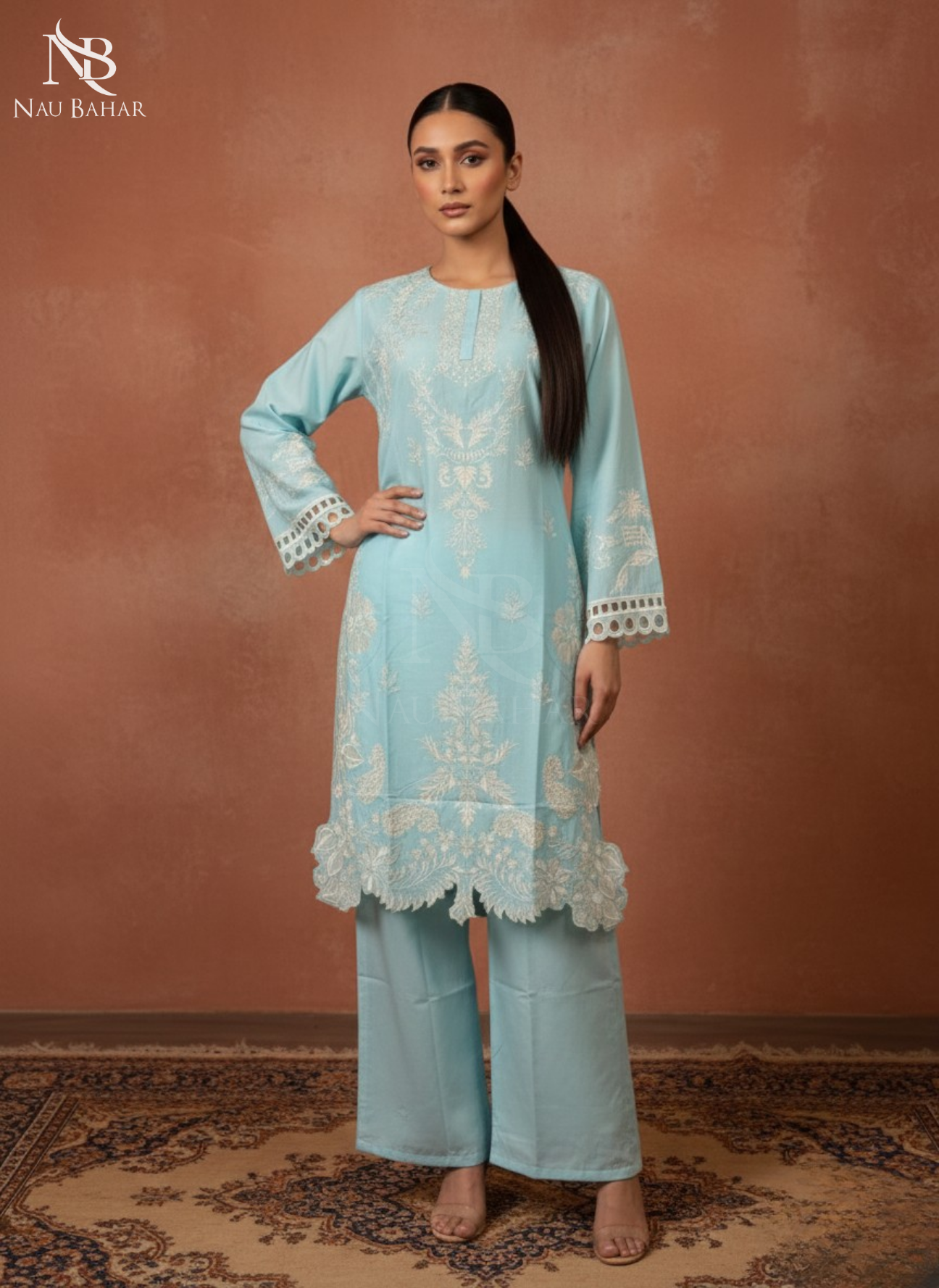 ZB07 Embroidered Lawn 2 Piece Co-Ords Set