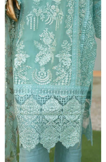 NB-12 Embroidered Chiffon Stitched 3 Piece Suit