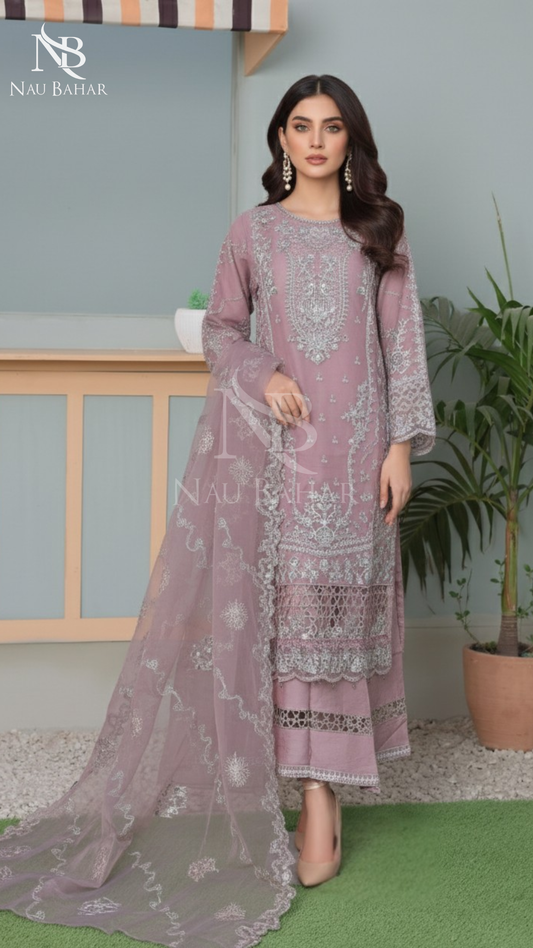 NB-21 Festive Formal Vol 3 Embroidered Organza Stitched 3 Piece Suit