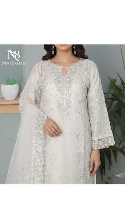NB-21 Festive Formal Vol 2 Embroidered Organza Stitched 3 Piece Suit