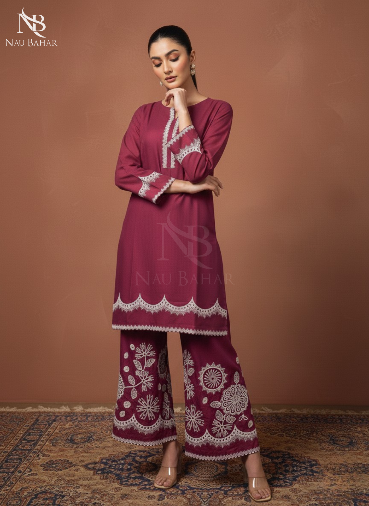 LP04 Embroidered Lawn 2 Piece Co-Ords Set